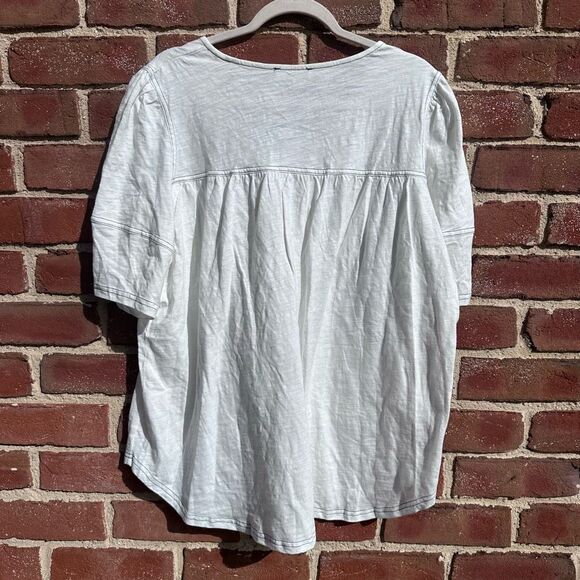 Suzanne Betro Weekend Women's short Sleeve Contrast Stitch Tunic Top Ivory 1X NE - Picture 5 of 5